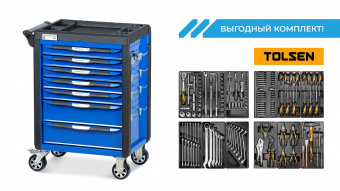 Тележка NORDBERG T7P(B) 7 выдвижных ящиков + комплект инструментов TOLSEN BOXER: 12 ложементов, 157 предметов