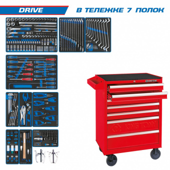 KING TONY Набор инструментов "DRIVE" в красной тележке, 251 предмет KING TONY 934-251MRV