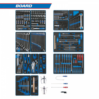 KING TONY Набор инструментов "BOARD" для тележки, 15 ложементов, 325 предметов KING TONY 934-325MRVD