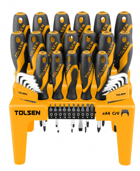 TOLSEN Набор отверток "GRIPro", вставки(биты), шестигранники, на подставке, 44 предмета TOLSEN TT20184